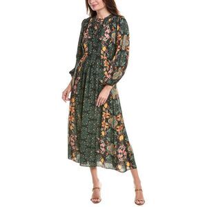 Garrie B Womens  Balloon Sleeve Midi Dress, Green